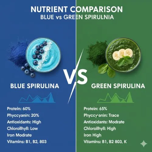 Nutrient Comparison Blue vs Green Spirulina