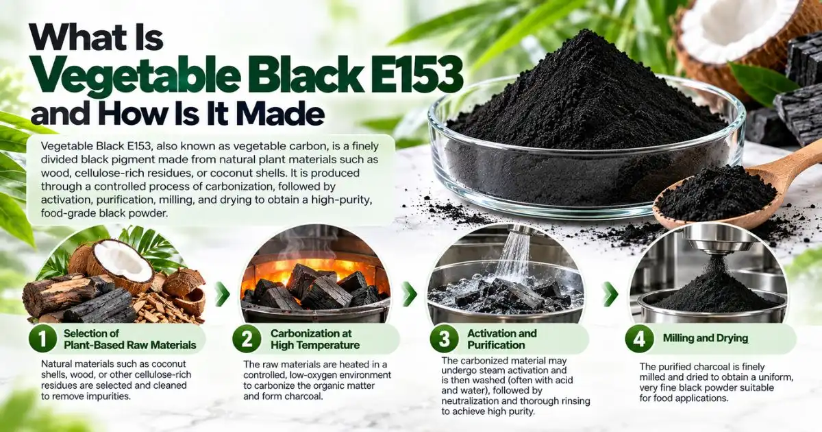 vegetable black E153 how is it made
