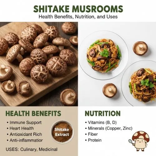 Shiitake Mushrooms Health Benefits, Nutrition, and Uses Shiitake Mushrooms Health Benefits, Nutrition, and Uses