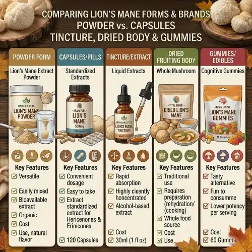 Comparing Lion's Mane Mushroom Powder with Other Forms and Brands