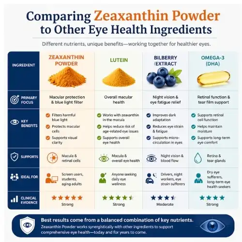 Comparing Zeaxanthin Powder to Other Eye Health Ingredients