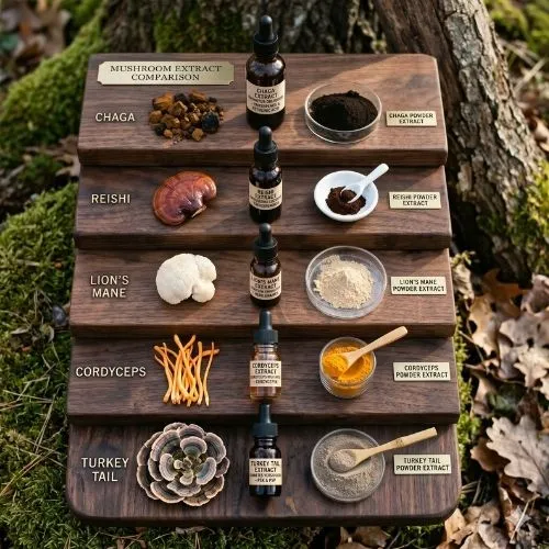 Comparing Chaga Extract with Other Medicinal Mushroom Extracts Comparing Chaga Extract with Other Medicinal Mushroom Extracts