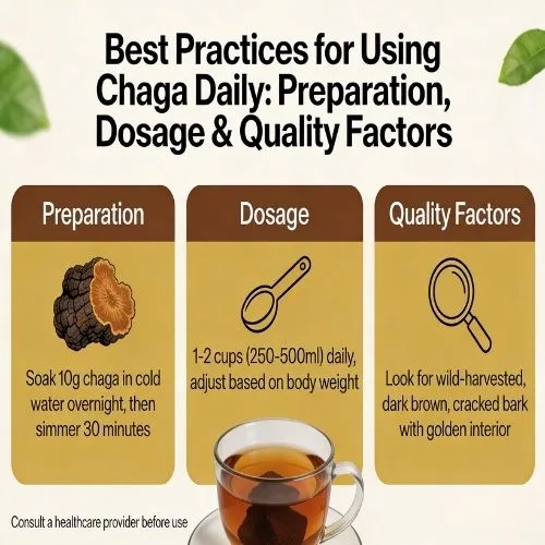 Best Practices for Using Chaga Daily Preparation, Dosage & Quality Factors Best Practices for Using Chaga Daily Preparation, Dosage & Quality Factors