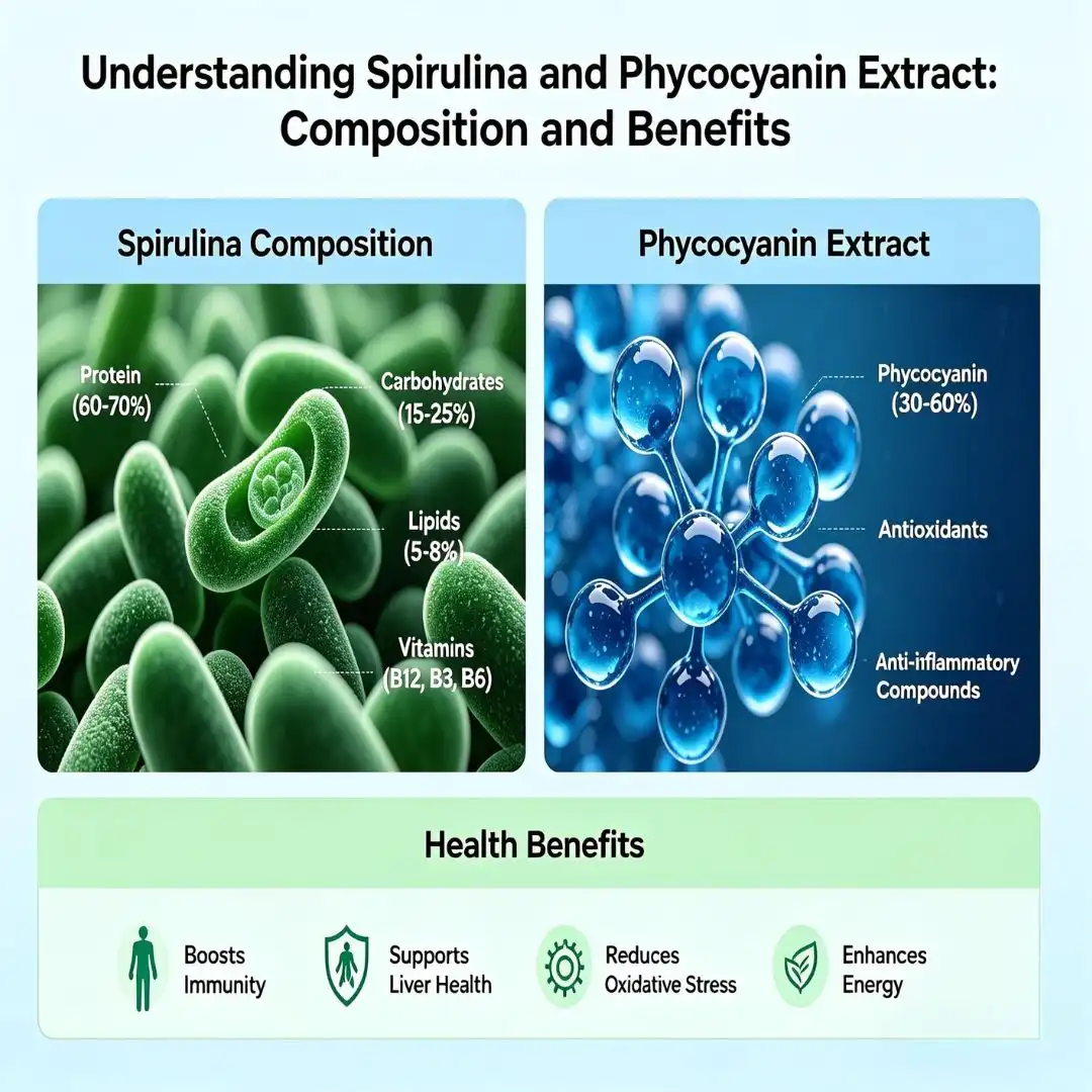 Understanding Spirulina and Phycocyanin Extract Composition and Benefits Understanding Spirulina and Phycocyanin Extract Composition and Benefits