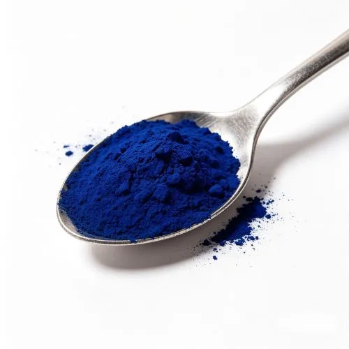 blue spirulina powder  in spoon