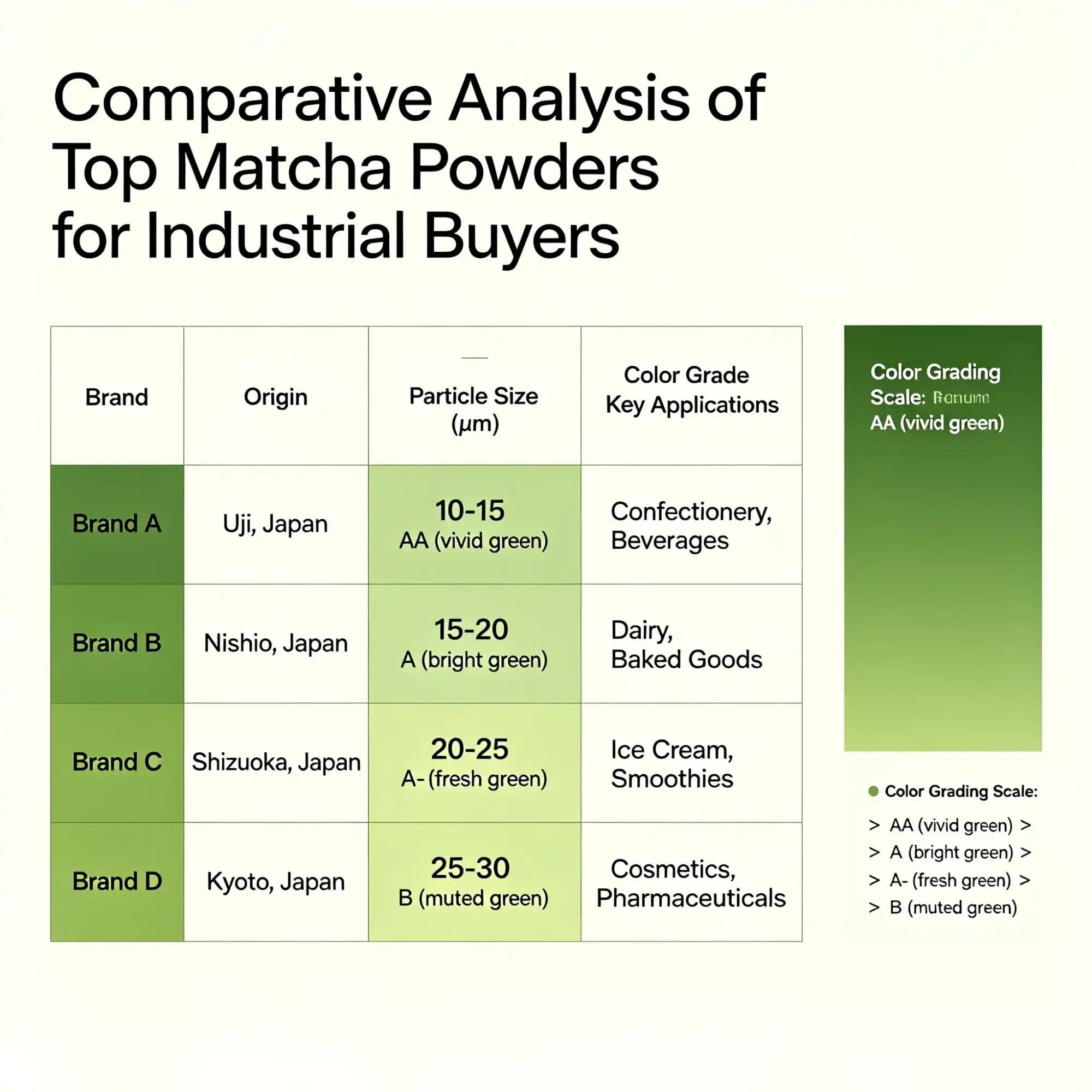Comparative Analysis of Top Matcha Powders for Industrial Buyers