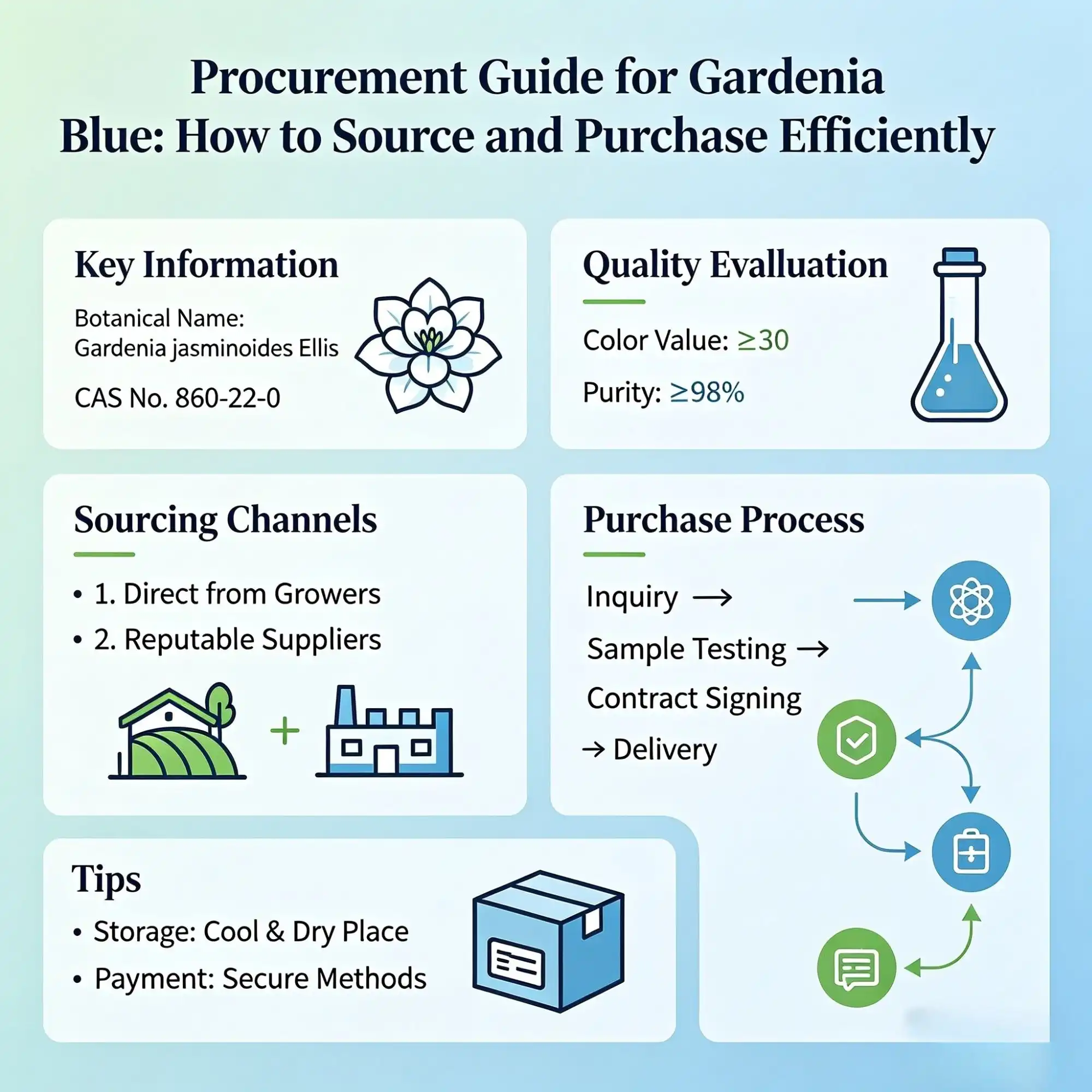 Procurement Guide for Gardenia Blue How to Source and Purchase Efficiently Procurement Guide for Gardenia Blue How to Source and Purchase Efficiently