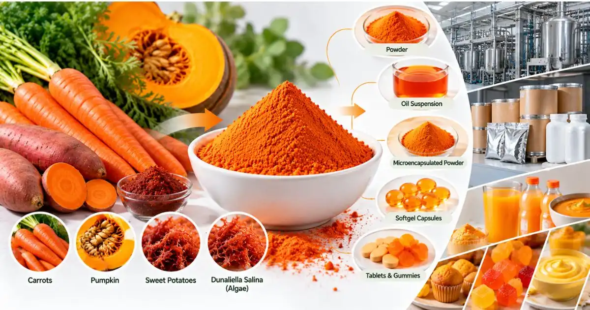 Beta Carotene Sourcing and Supplement Forms Beta Carotene Sourcing and Supplement Forms